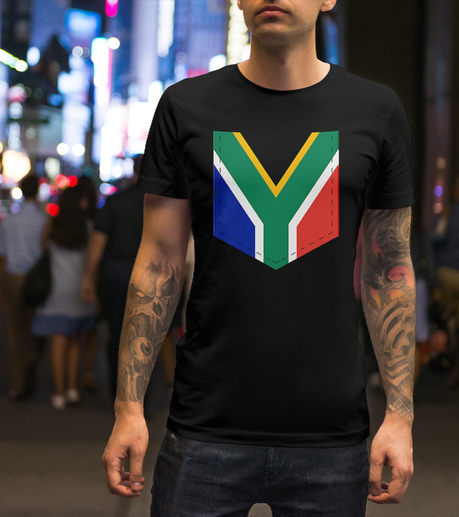 South Africa Flag Pocket Style With Printed Sout T-Shirt