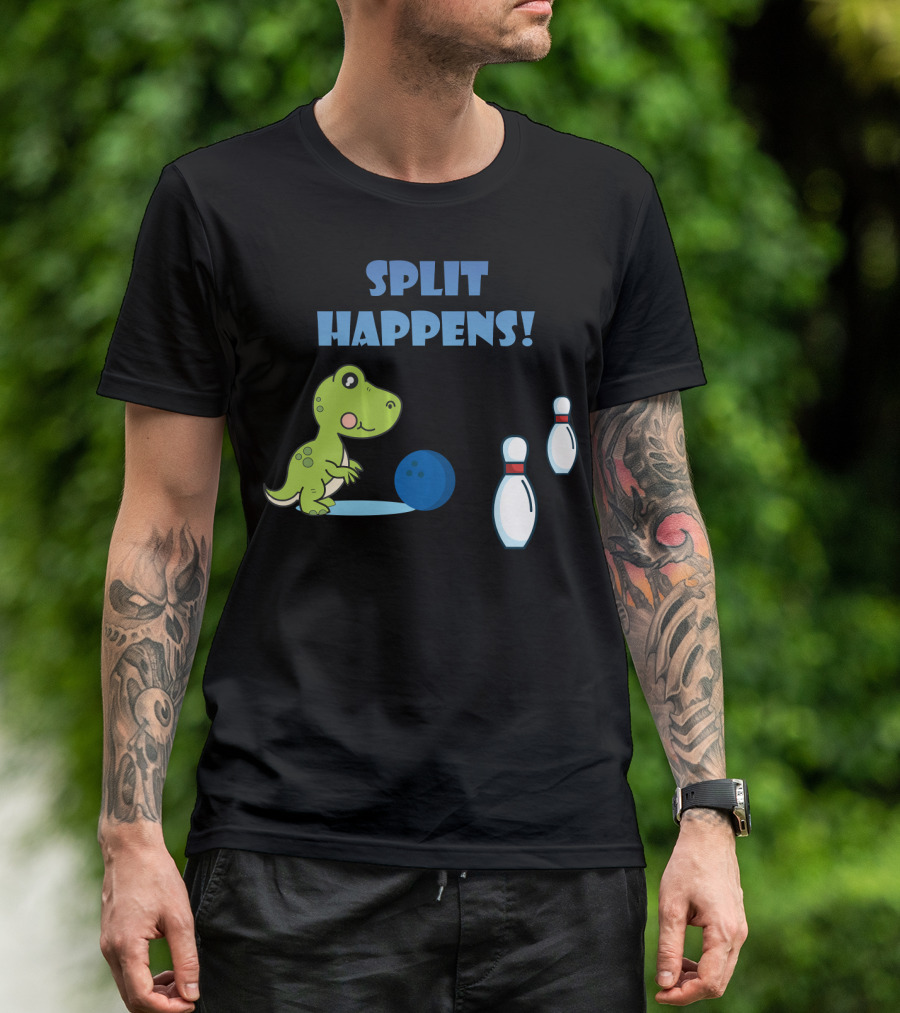 Split Happens Dino T-Rex Bowlingpin Fun T-Shirt
