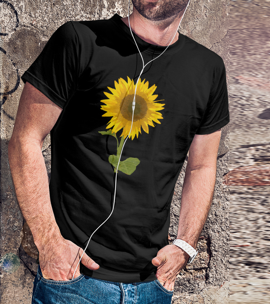 Sunflower Black Background Image T-Shirt