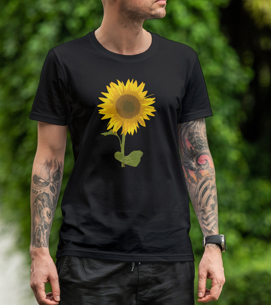 Sunflower Black Background Image T-Shirt
