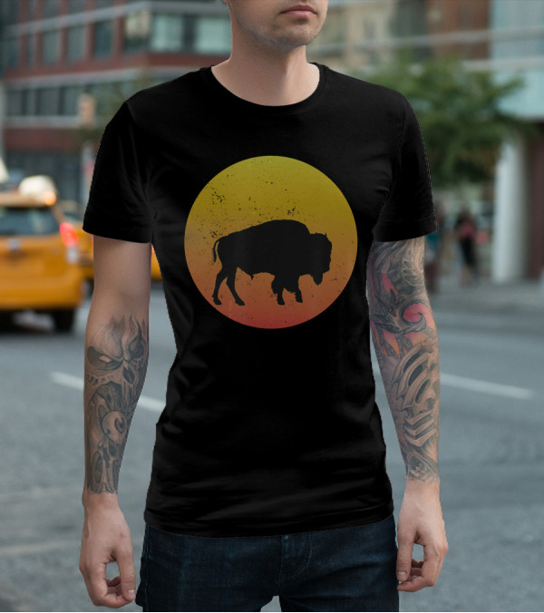 Sunset Plains Bison Vintage Circle T-Shirt