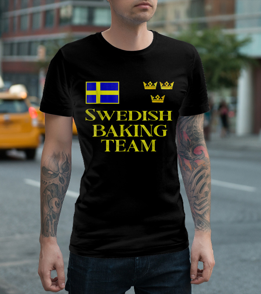 Swedish Baking Team Christmas Cookies Swedish Flag And Three Crowns T-Shirt