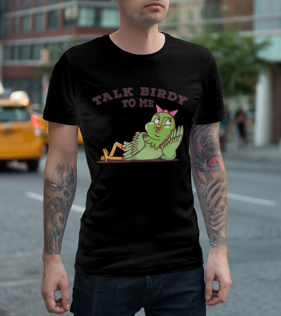 Talk Birdy To Me Funny Parrot Bird Relaxing with Bow T-Shirt