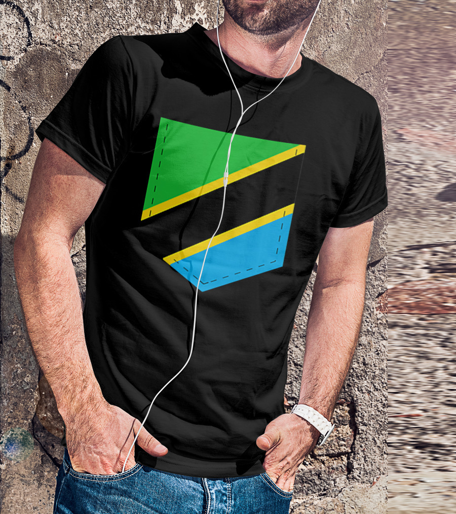 Tanzania Flag With Printed Tanzani Pocket T-Shirt