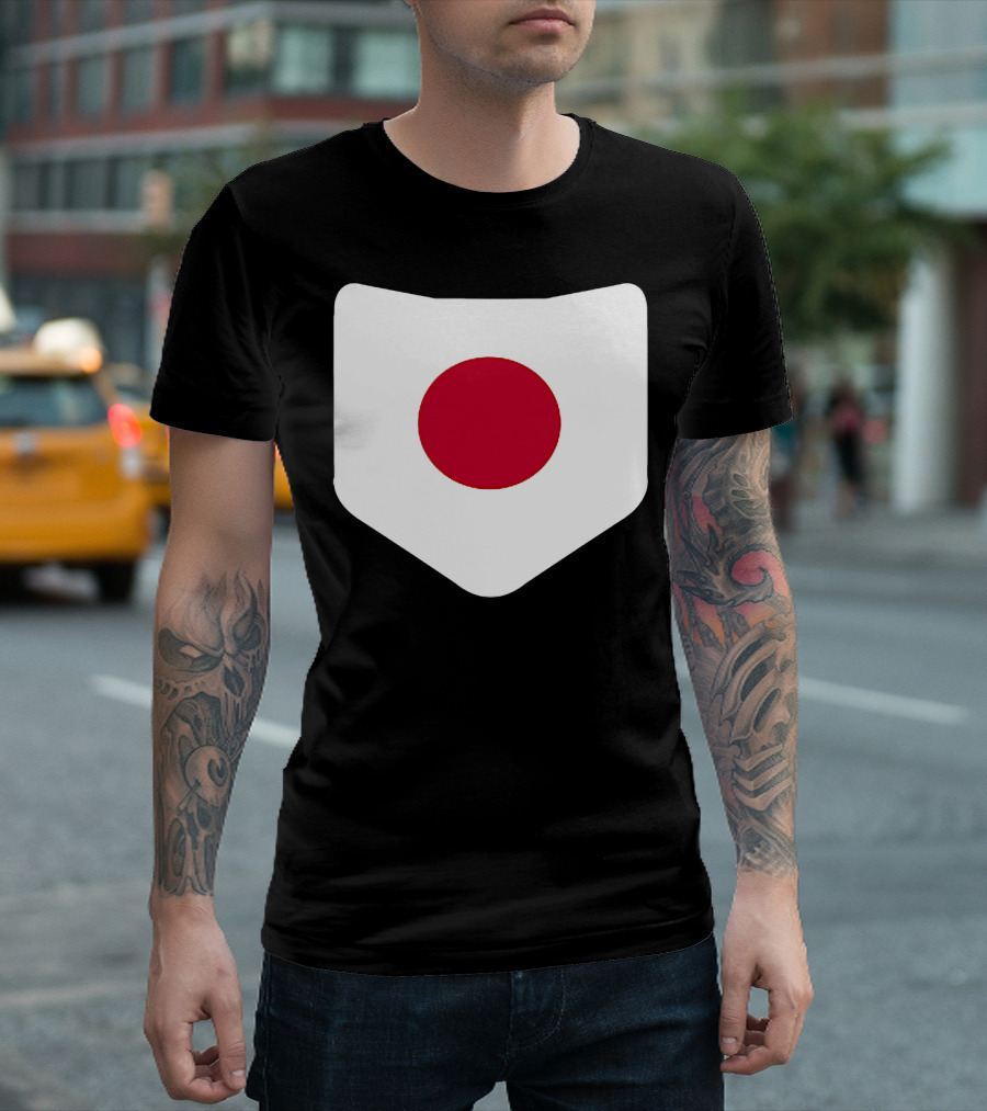 Japan Symbol Emblem with Printed Japanese Flag T-Shirt