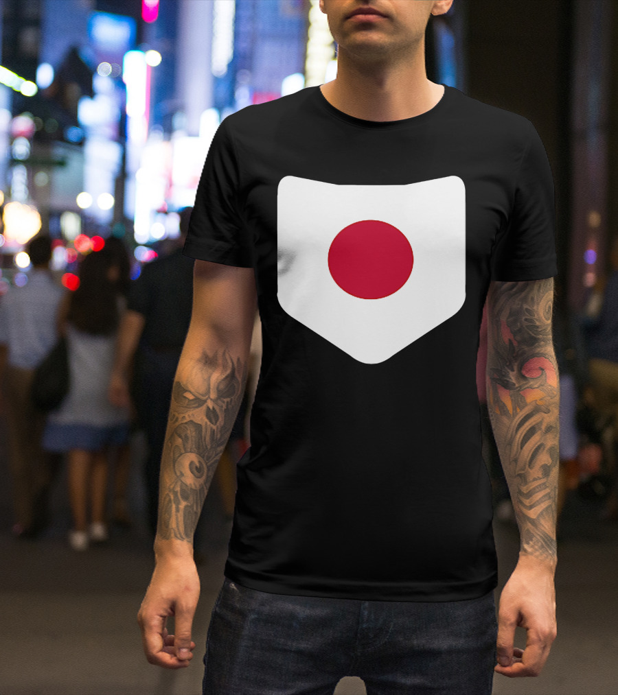 Japan Symbol Emblem With Printed Japanese Flag T-Shirt