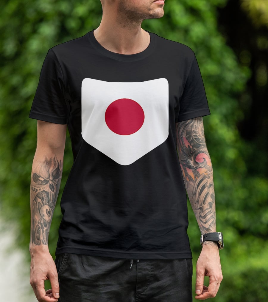 Japan Symbol Emblem With Printed Japanese Flag T-Shirt
