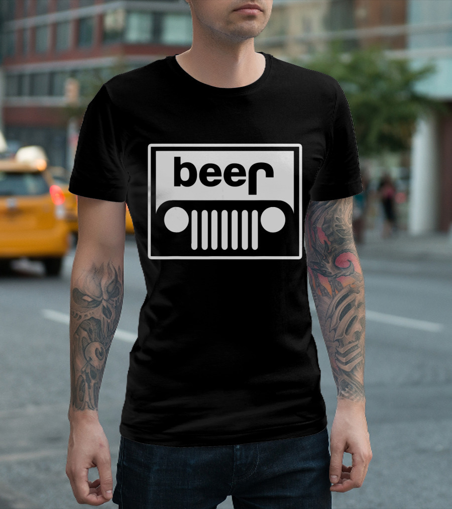 Beer Jeep Grille Parody Funny Upturned Off T-Shirt
