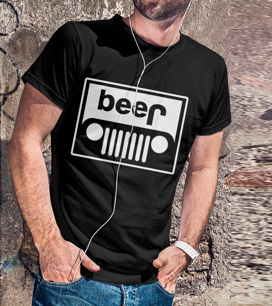 Beer Jeep Grille Parody Funny Upturned Off T-Shirt
