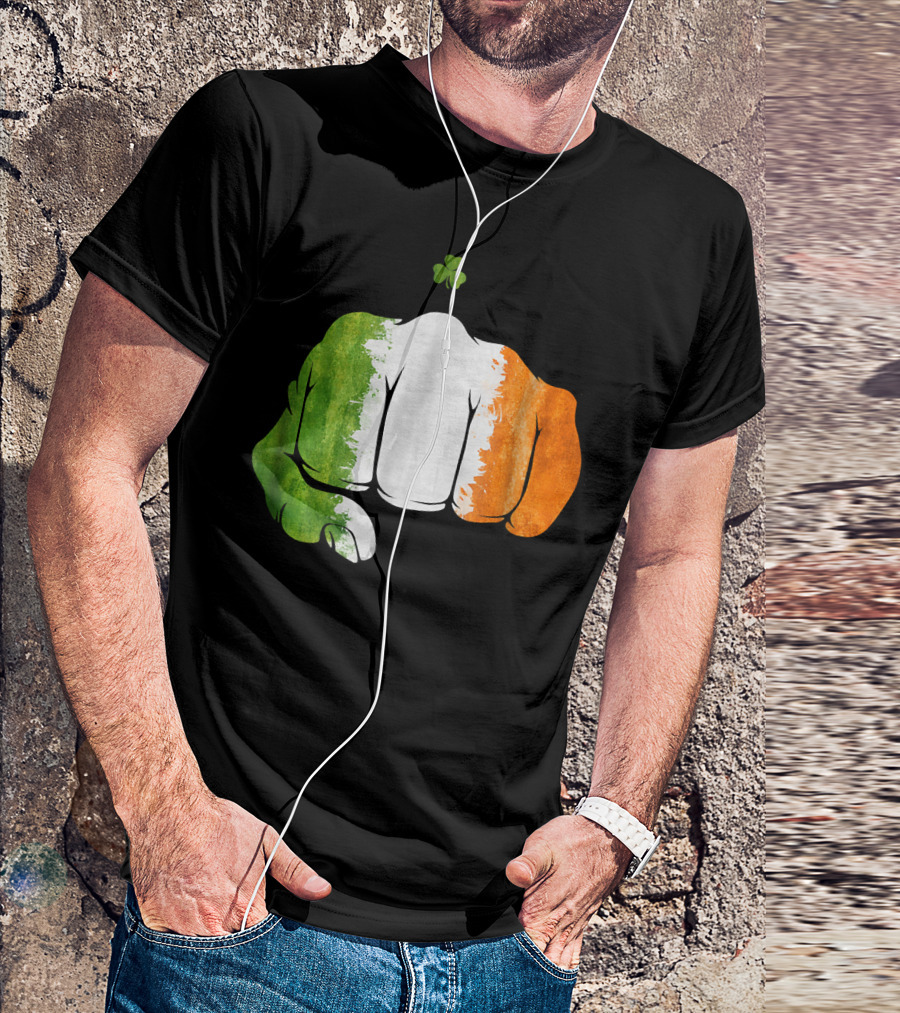 Irish Flag Punch With Shamrock Mixed Martial Arts T-Shirt