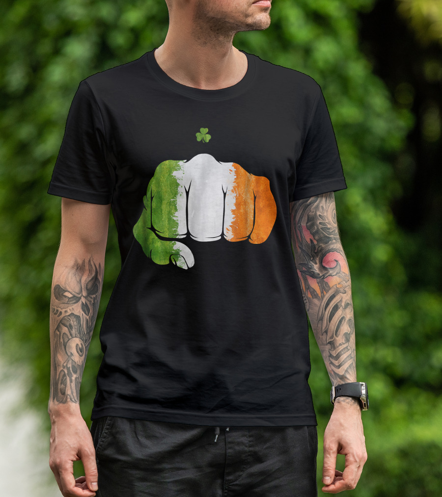 Irish Flag Punch With Shamrock Mixed Martial Arts T-Shirt