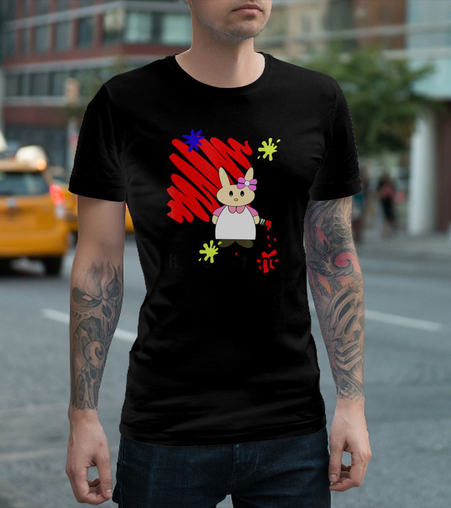 It Wasn't Me Bunny with Paintbrush and Red Scribble T-Shirt