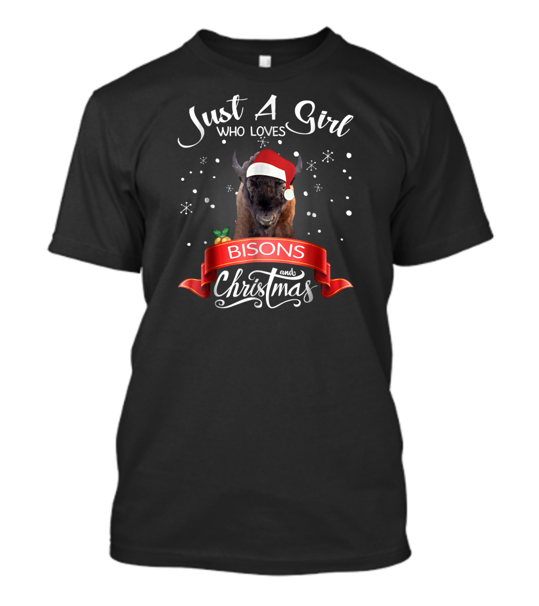 Just A Girl Who Loves Bisons And Christmas T-Shirt