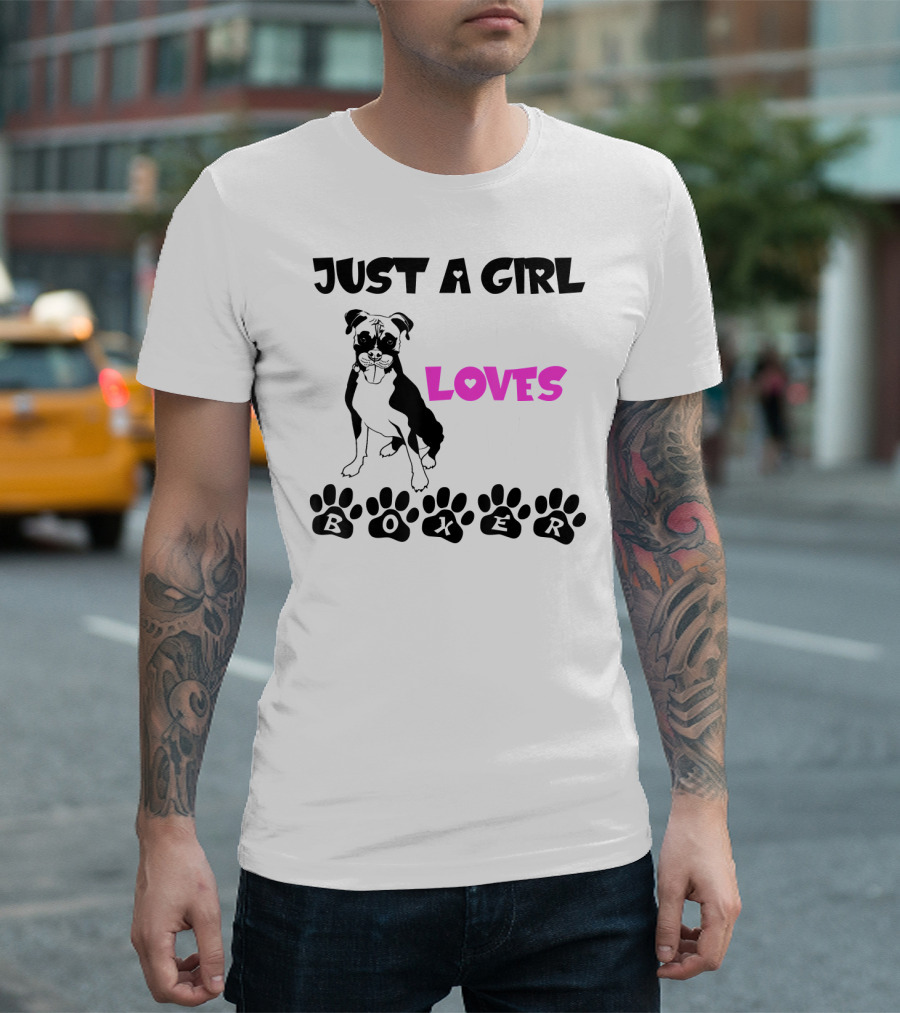 Just A Girl Who Loves Her Boxer Paws T-Shirt