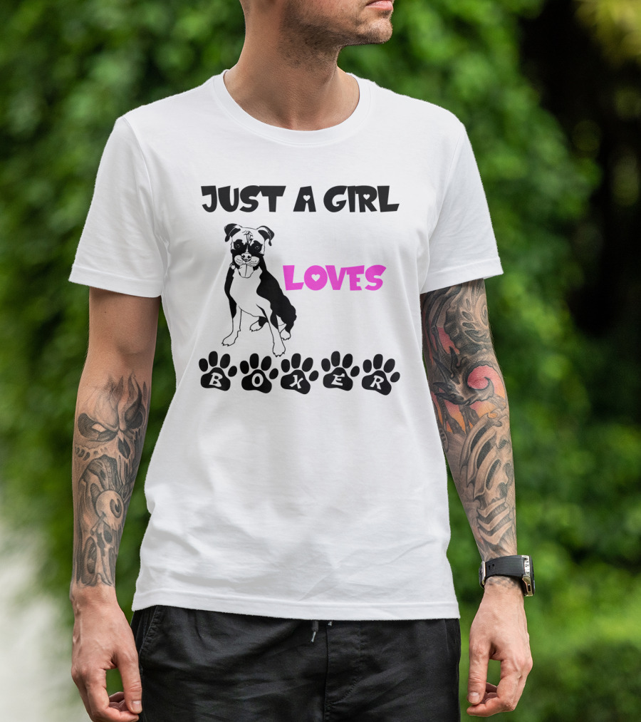 Just A Girl Who Loves Her Boxer Paws T-Shirt