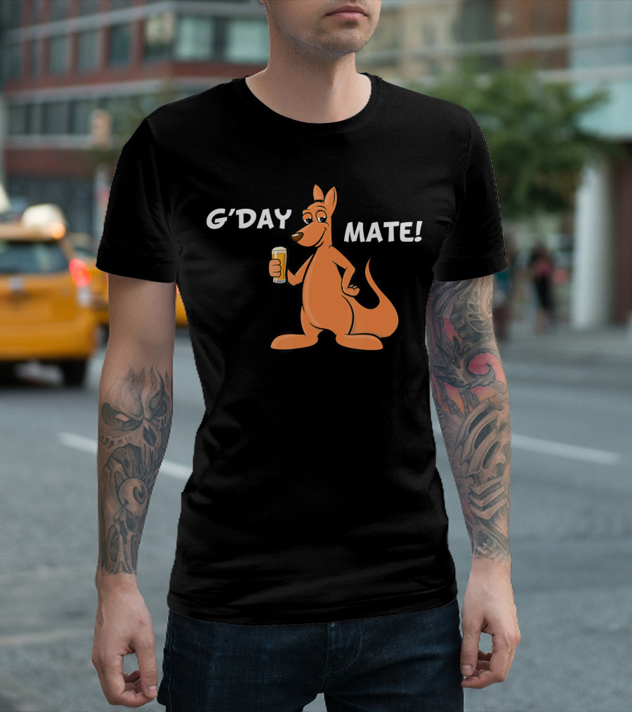 G'Day Mate Kangaroo Holding Beer T-Shirt