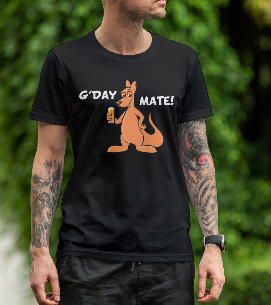 G'Day Mate Kangaroo Holding Beer T-Shirt