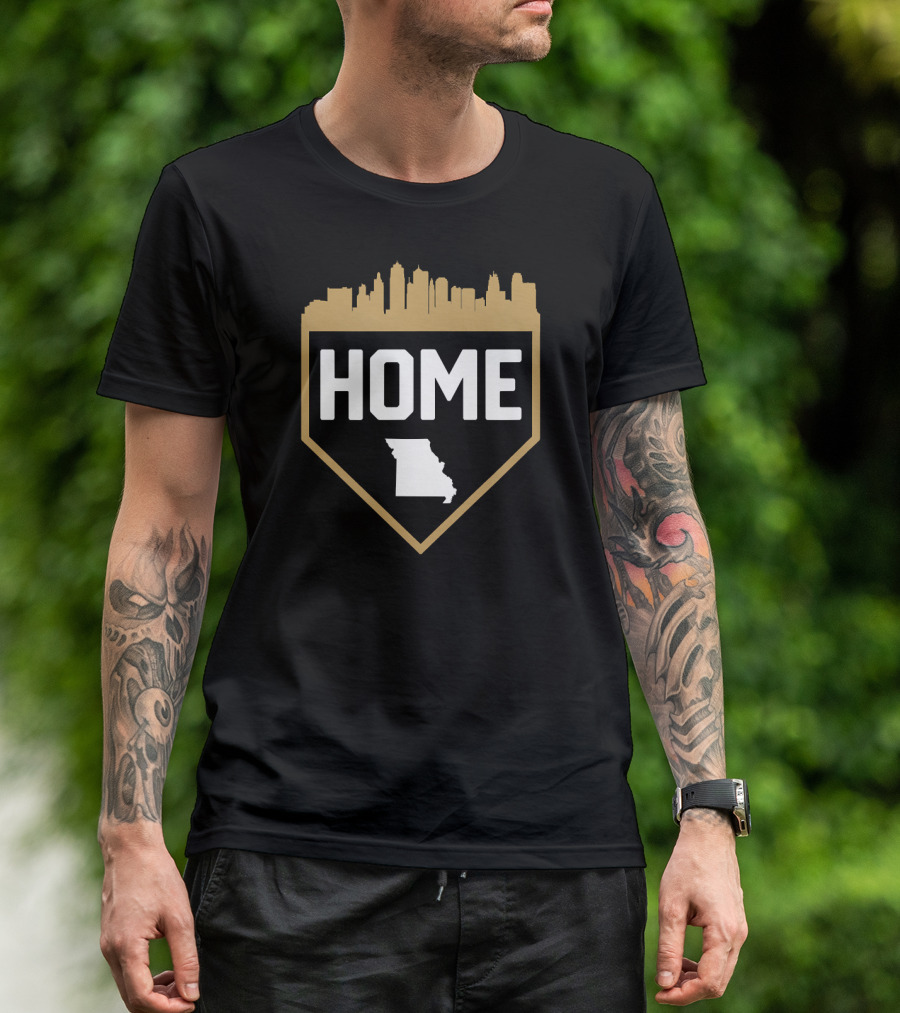 Kansas City Missouri Home Baseball Skyline Map T-Shirt