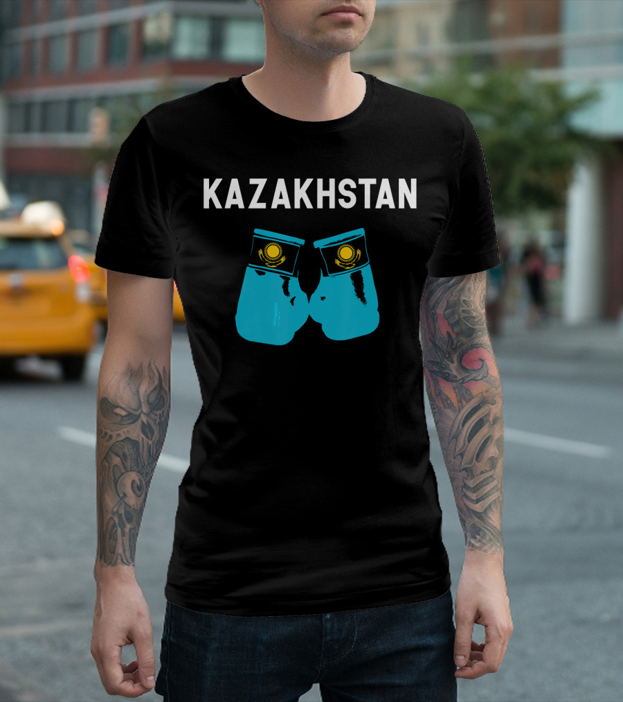 Kazakhstan Kazakh Boxing Gloves with National Emblem T-Shirt