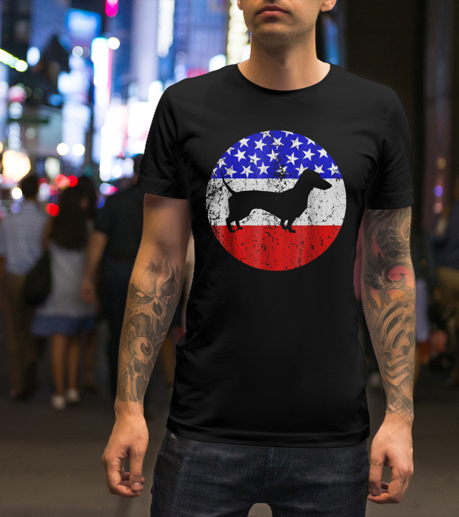 American Flag Dachshund Silhouette T-Shirt