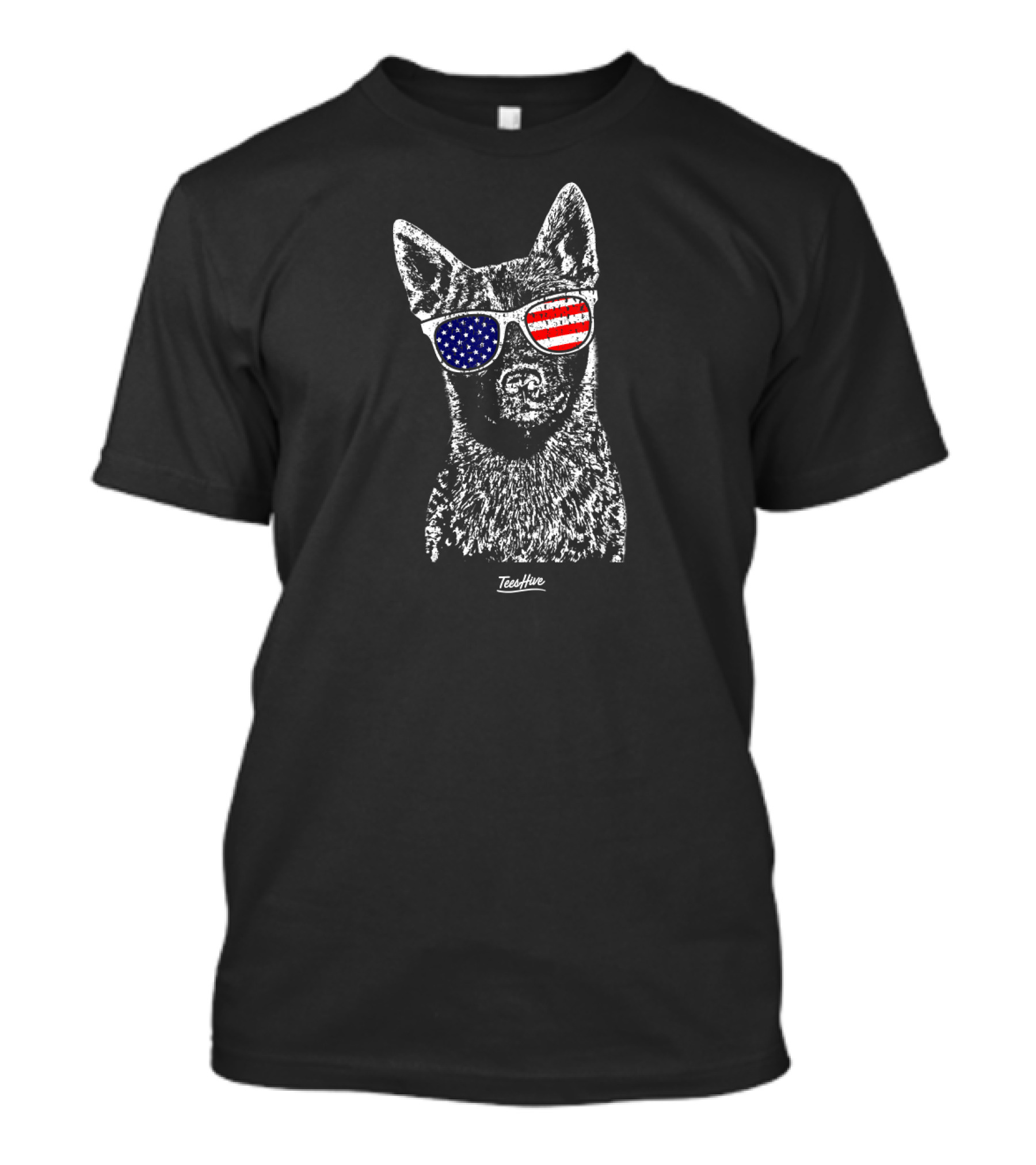 Australian Cattle Dog American Flag Sunglasses TeeHive T-Shirt