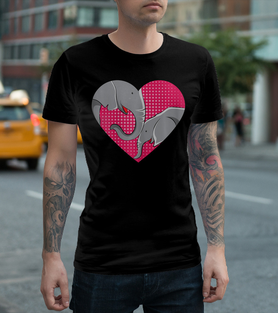 Elephant Mom Mommy Day Baby Family Heart Pink Polka Dots T-Shirt