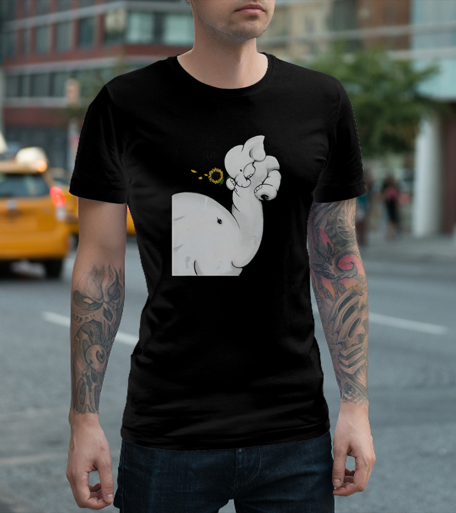 Elephant You Are My Sunshine With Flower And Baby Elephant Hugging T-Shirt