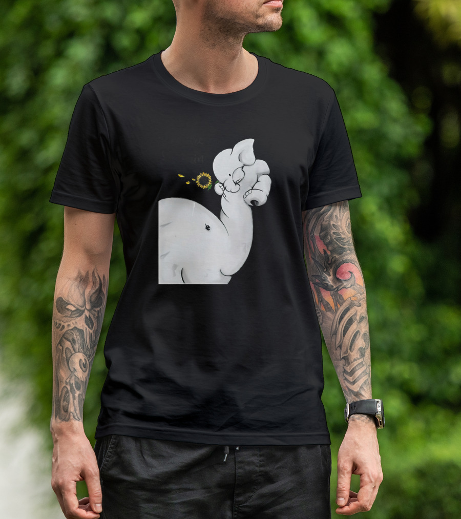 Elephant You Are My Sunshine With Flower And Baby Elephant Hugging T-Shirt