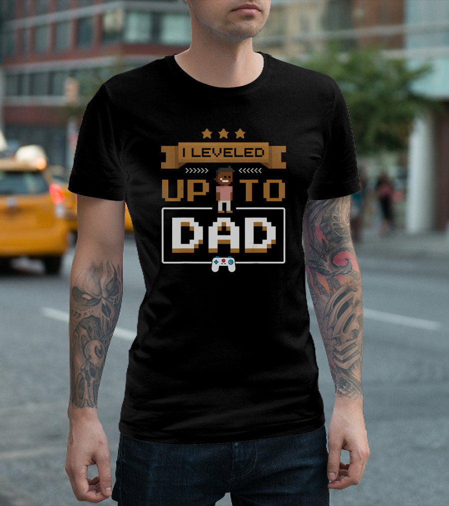 I Leveled Up to Dad Gamer Pixels Controller T-Shirt