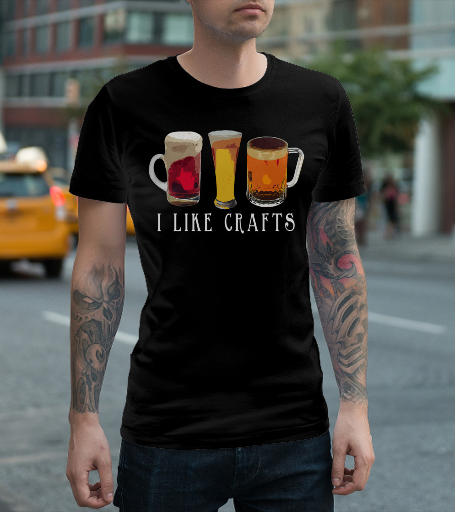 I Like Crafts Beer with Three Beer Glasses T-Shirt