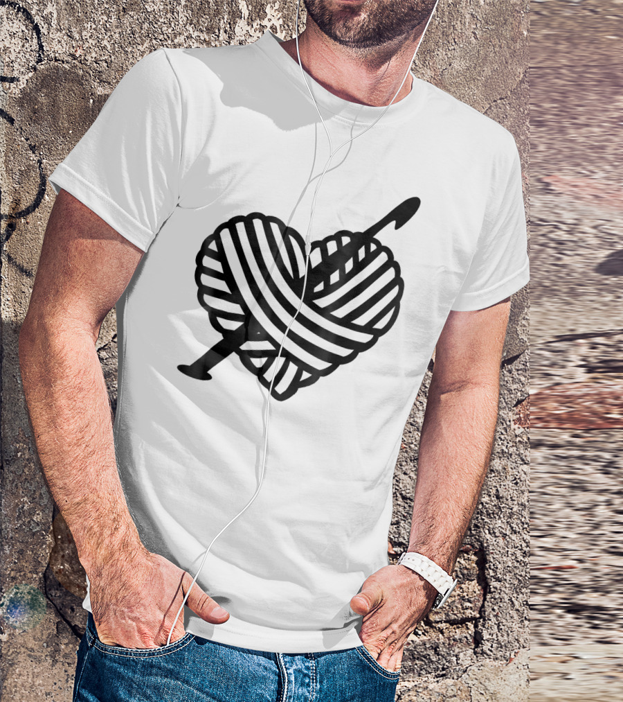 I Love Crochet Yarn Heart With Crochet Hook T-Shirt