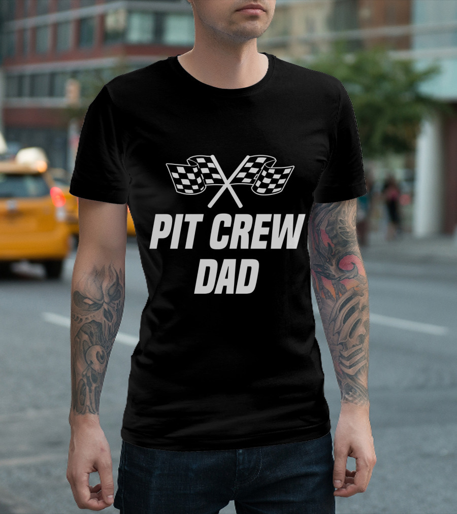 Pit Crew Dad Racing Checkered Flags T-Shirt