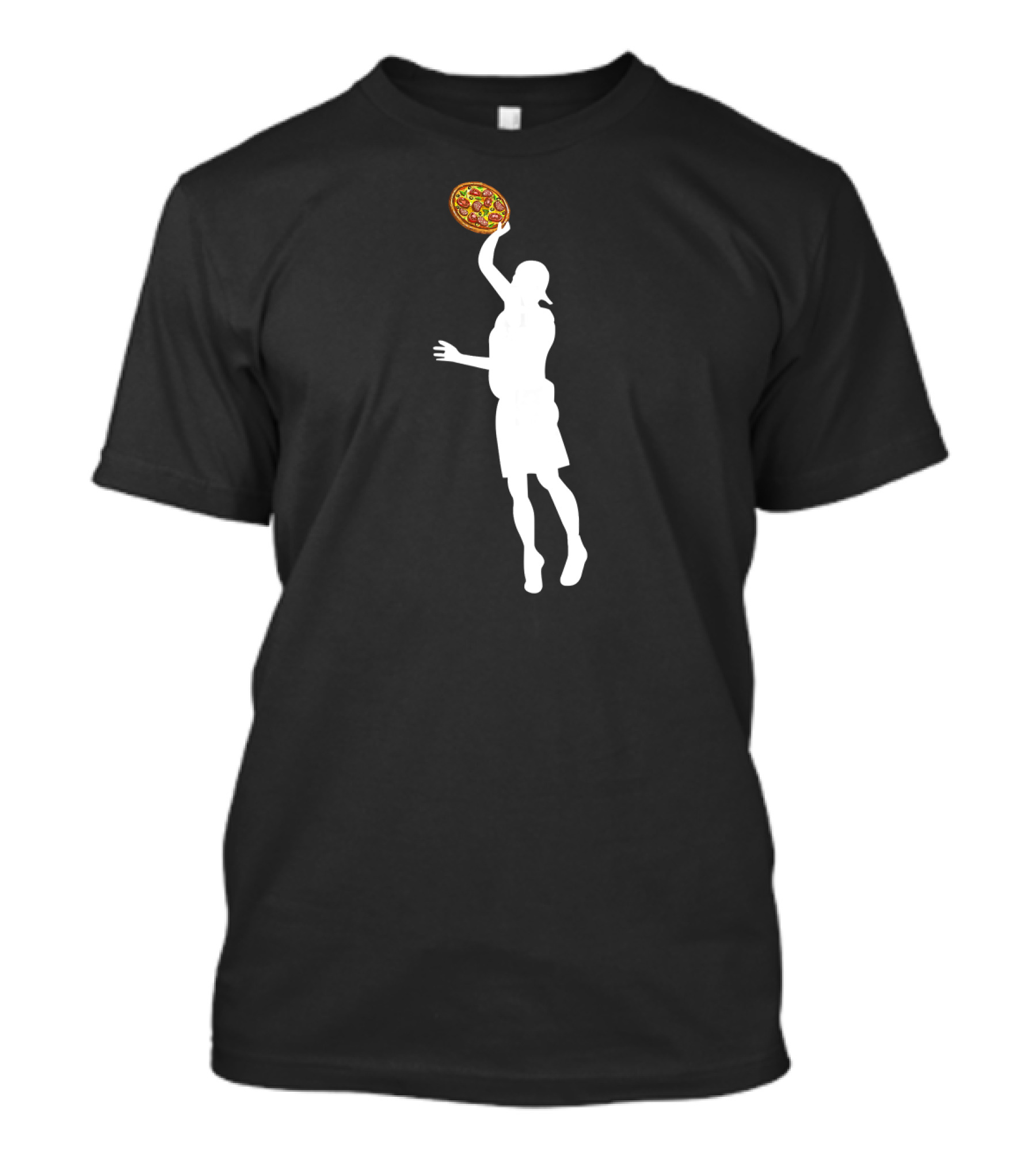 Pizza Frisbee Player Silhouette Ultimate Action T-Shirt
