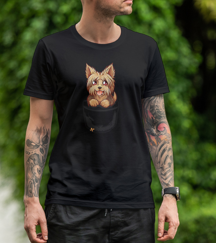 Pocket Cute Yorkie Yorkshire Terrier Pup Iconic Look T-Shirt