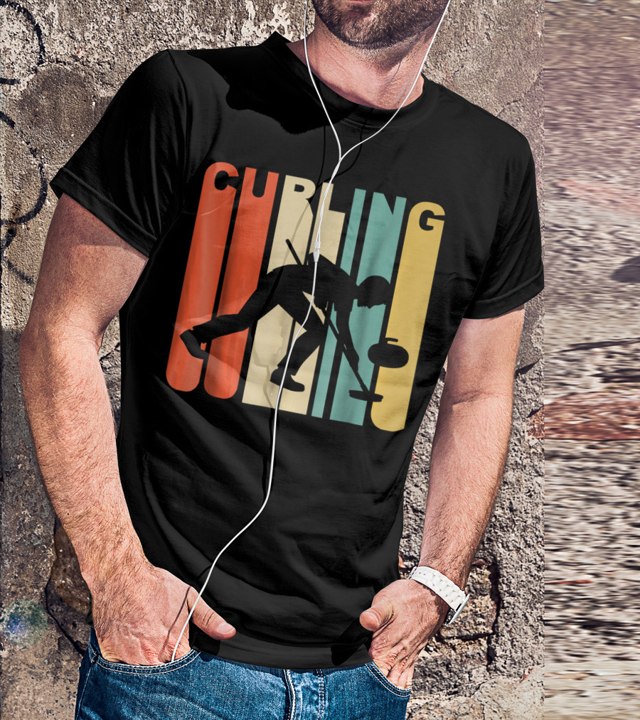 Retro 1970's Style Curling Winter Sport Curler T-Shirt