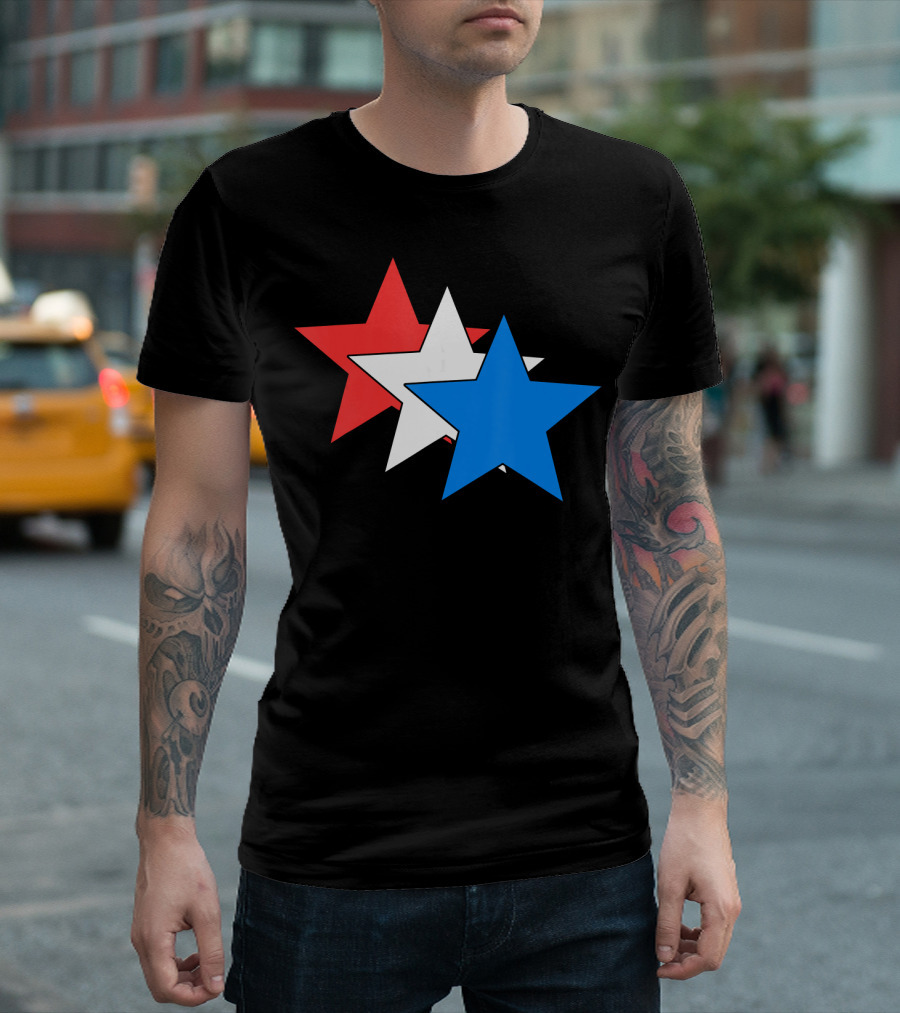 3 Three Stars Red White Blue American USA Fourth T-Shirt