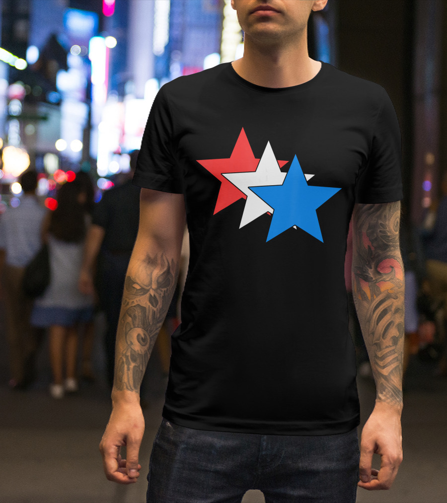 3 Three Stars Red White Blue American USA Fourth T-Shirt