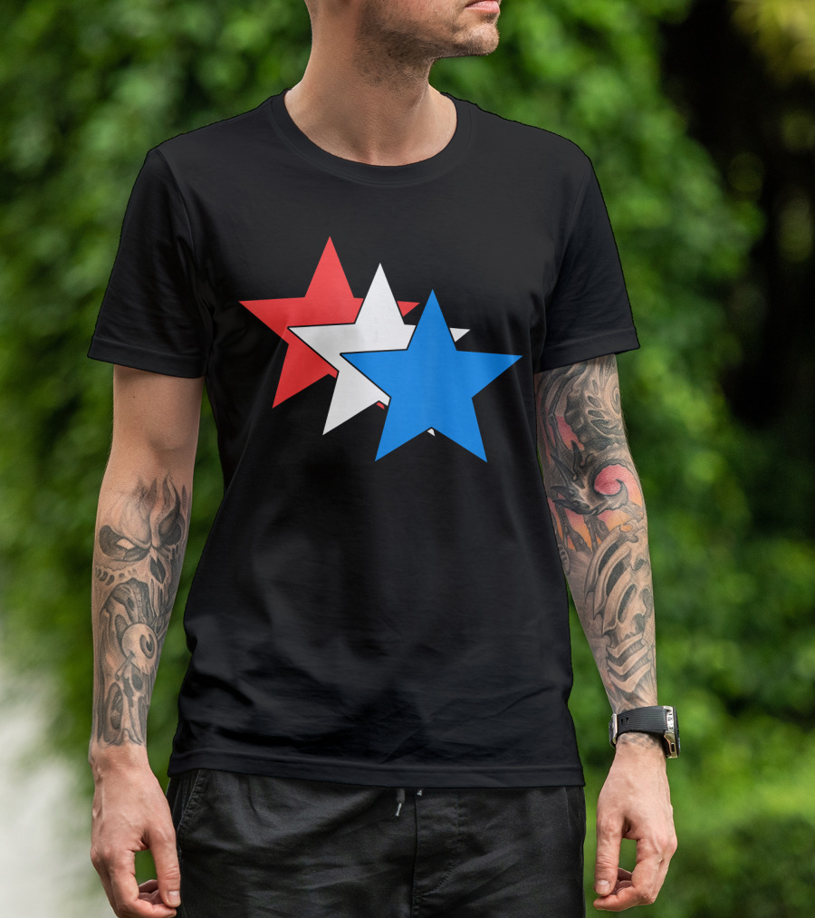 3 Three Stars Red White Blue American USA Fourth T-Shirt