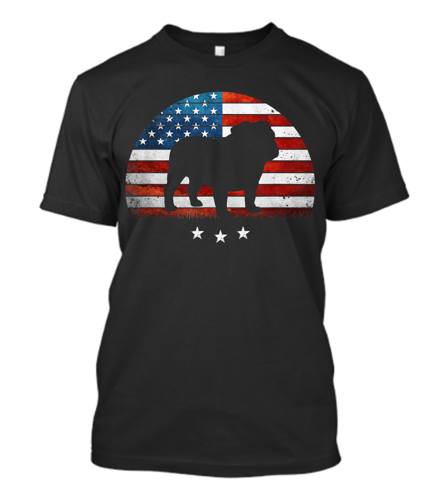 4th Of July English Bulldog American Flag Stars T-Shirt