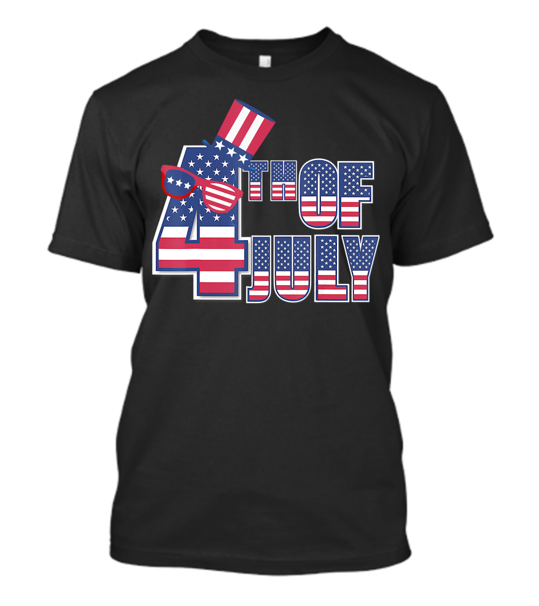 4th Of July American Flag Hat And Sunglasses Independence Day T-Shirt