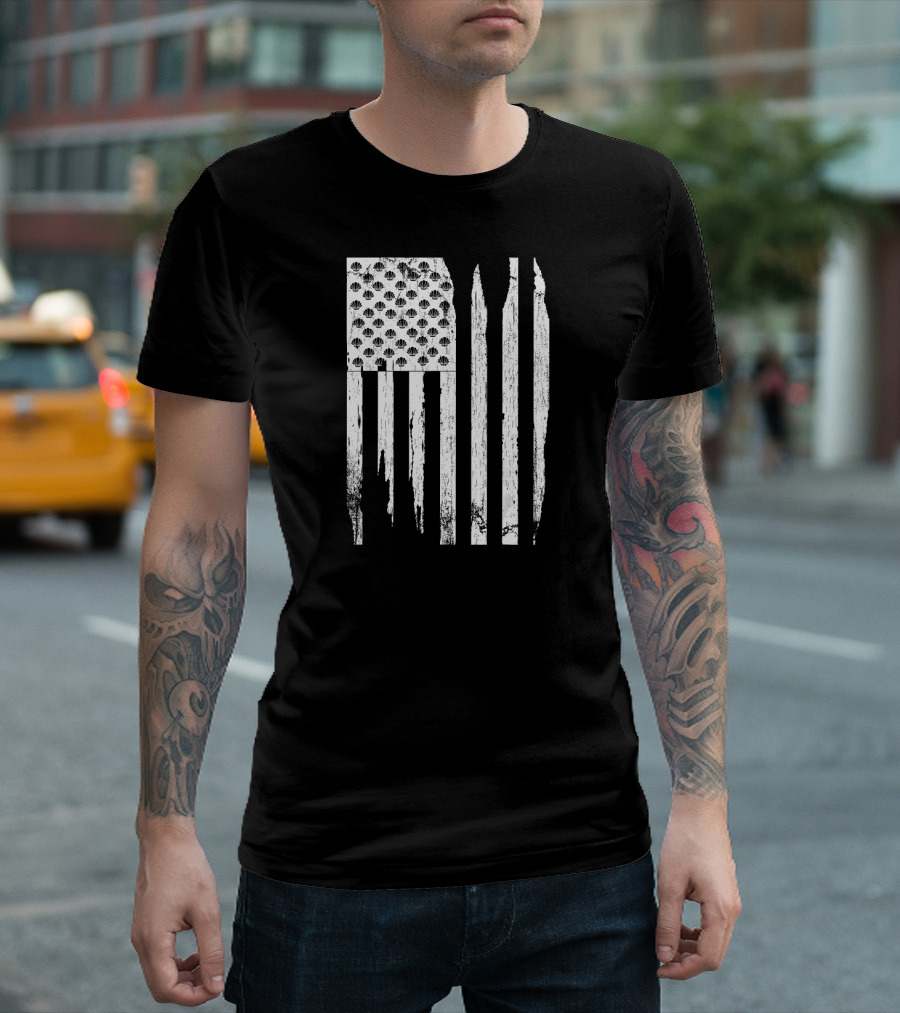 Distressed American Flag Mermaid Scales Fourth of July T-Shirt
