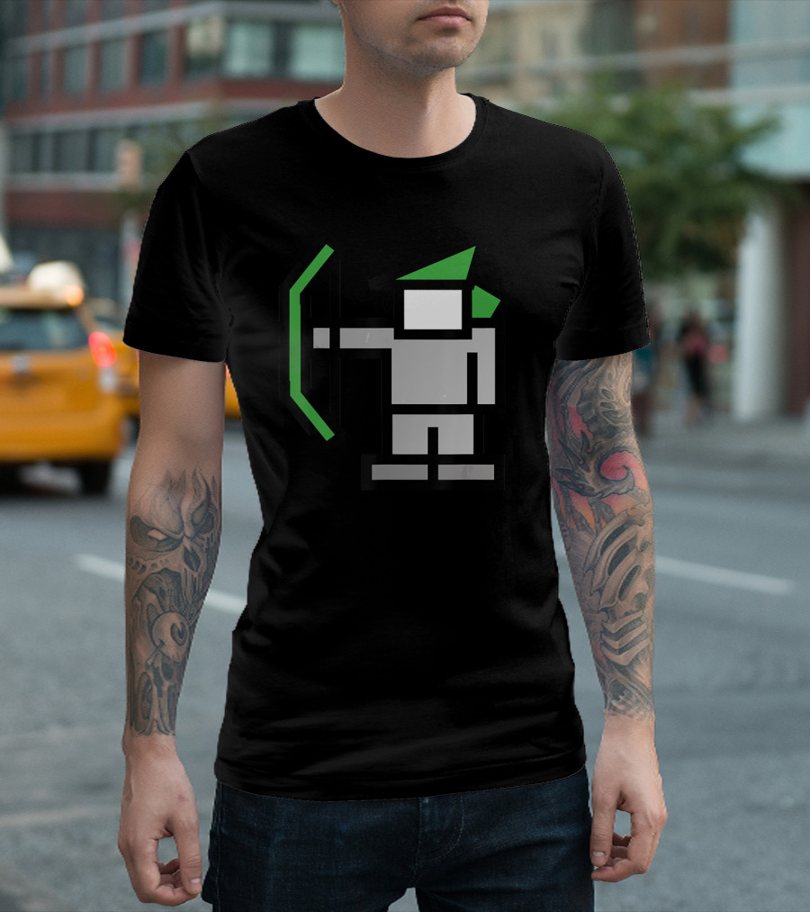 8bit Robin Hood Pixel Bow and Green Hat T-Shirt