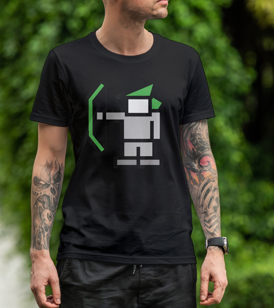 8bit Robin Hood Pixel Bow And Green Hat T-Shirt