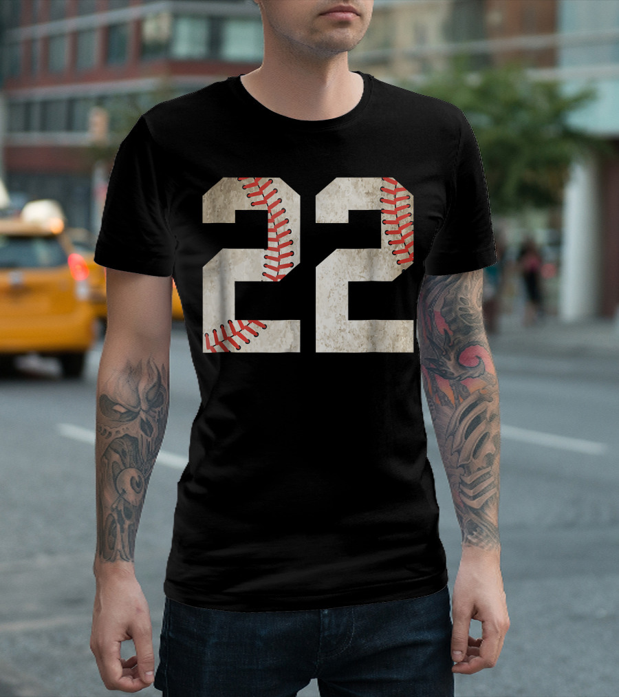 22 Dirt Stitched Baseball Number T-Shirt
