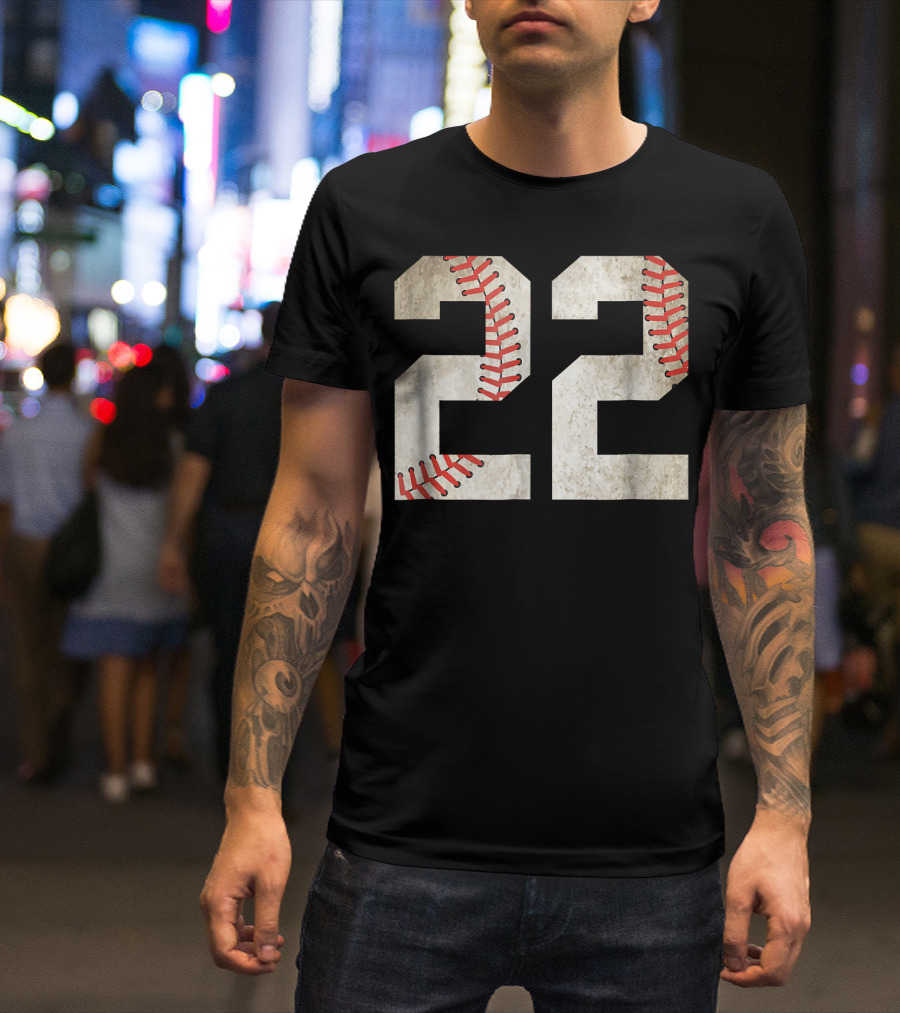 22 Dirt Stitched Baseball Number T-Shirt