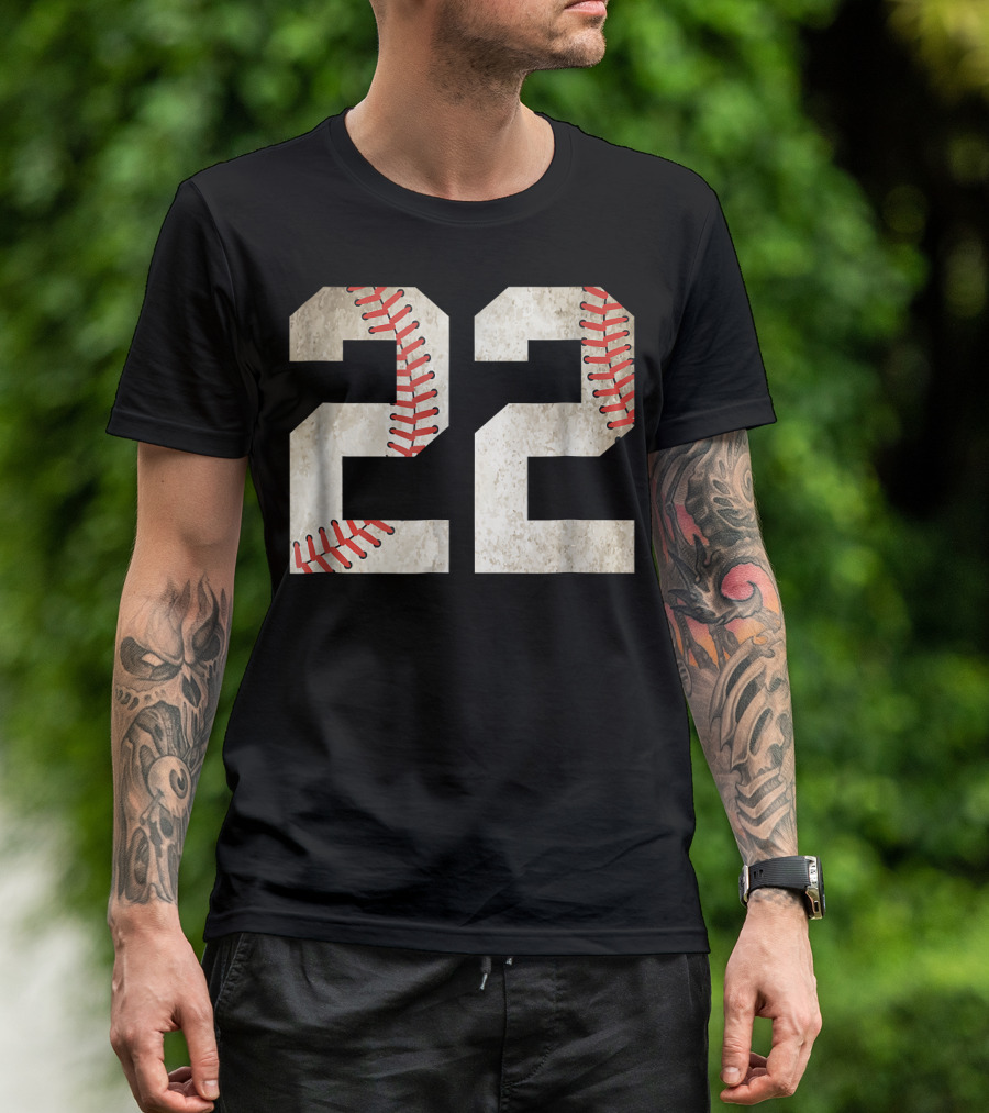 22 Dirt Stitched Baseball Number T-Shirt