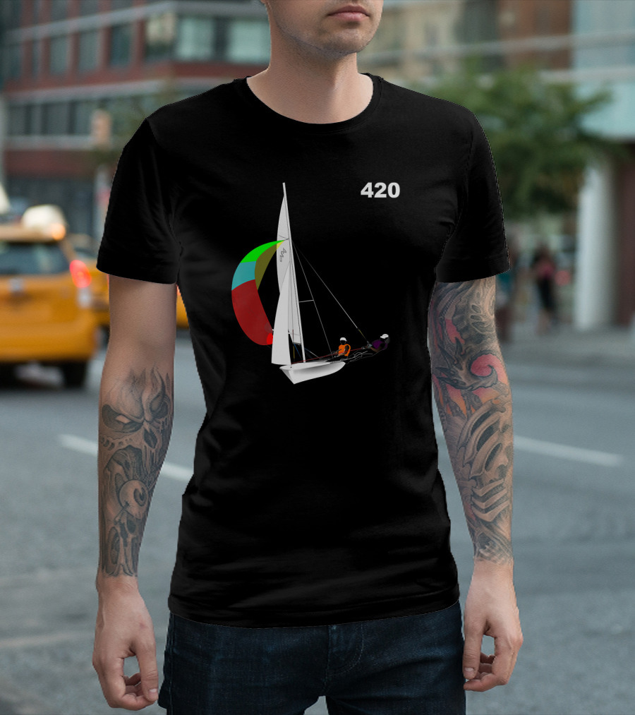 420 Sailing Dinghy Vibrant Spinnaker Racing T-Shirt