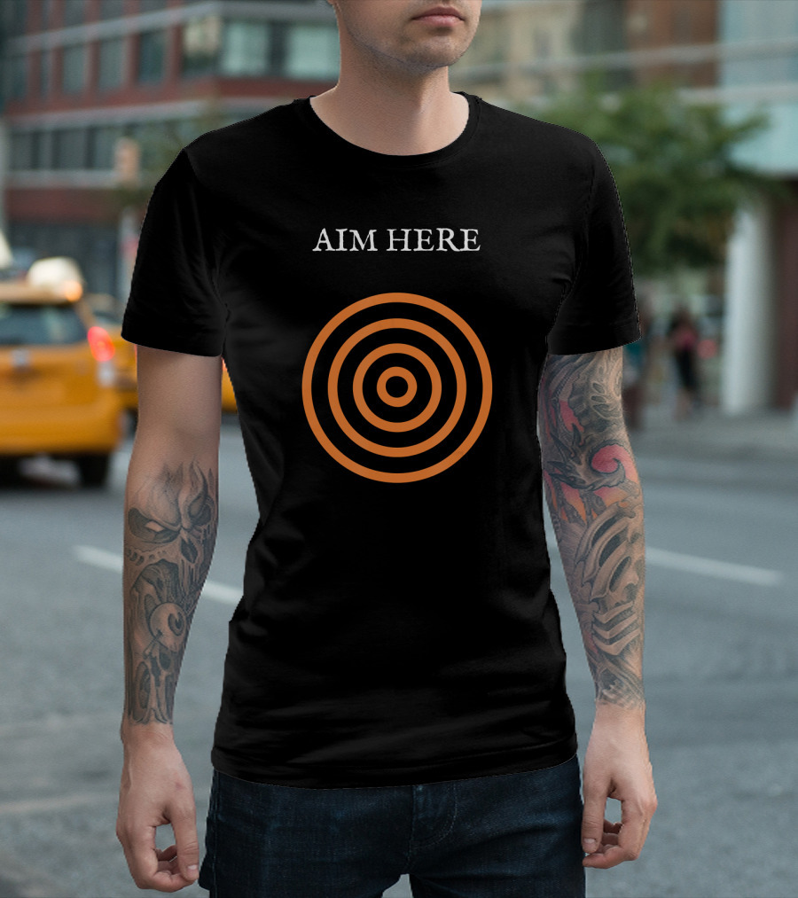 Aim Here Bullseye Target Funny Creative Bull T-Shirt