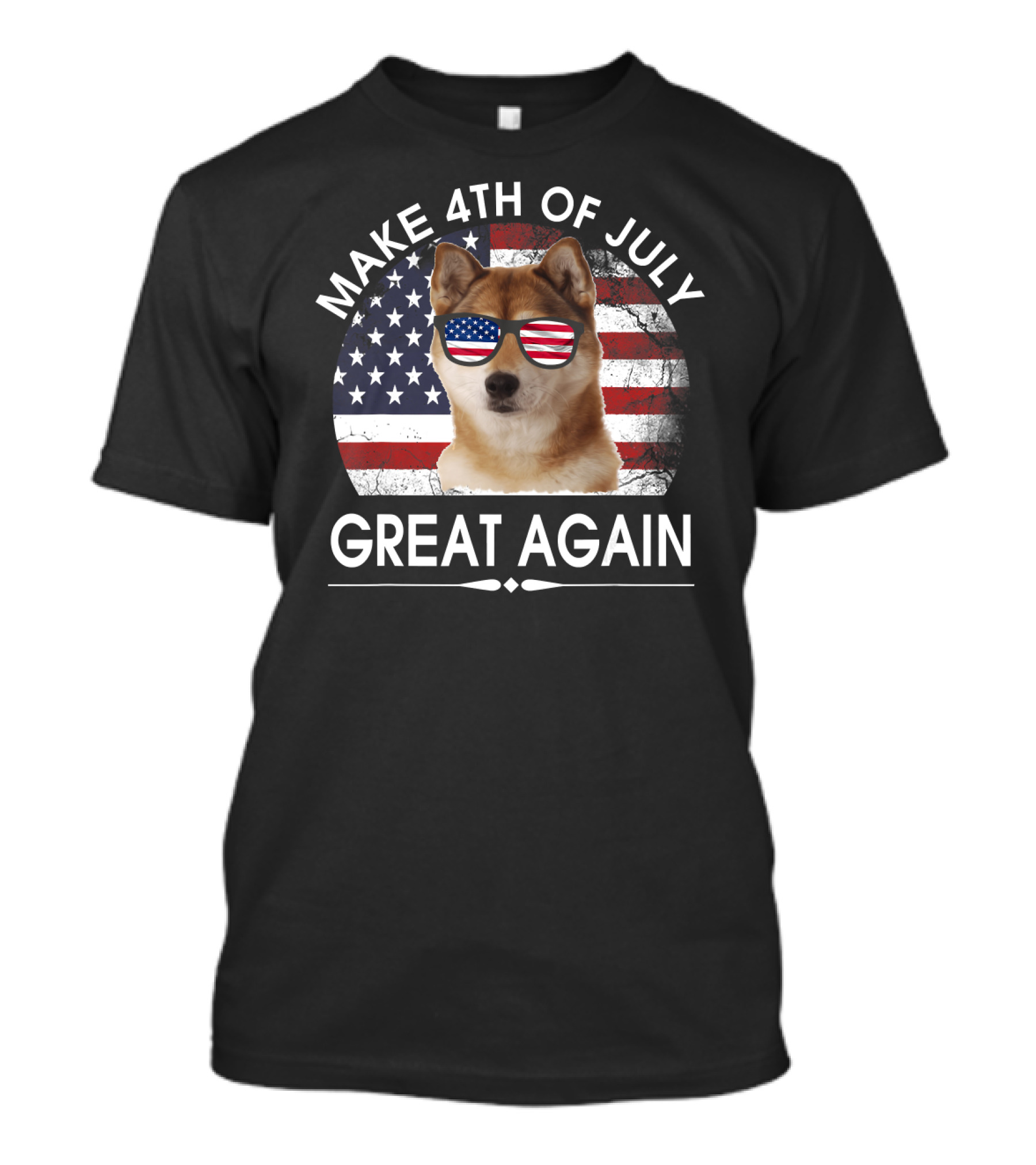Akita Wearing American Flag Sunglasses Make 4th Of July Great Again T-Shirt