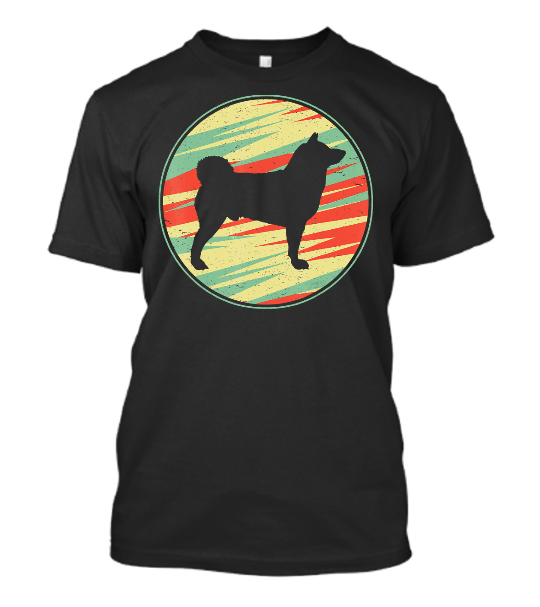 Akita Retro Vintage Silhouette Cute Do Circle T-Shirt
